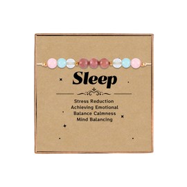 Haoze Inspirational Gifts Bracelet for Women Healing Natural Stone Bracelets Anxierty Hope Protection Moonstone Bracelet Good Luck Jewelry Gift (Sleep)