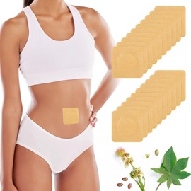 54 Pcs Castor Oil Belly Button Patches Organic Cotton Disposable Castor Oil Pack Wrap Self-Adhesive Highly Absorbent No Washing (Oil Not Included)