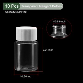 YOKIVE 10 Pcs Chemistry Reagent Bottle, Lab Containers with Wide Mouth | Liquid Storage, Great for Laboratory, Stores, Factory (Transparent, 1-Oz)