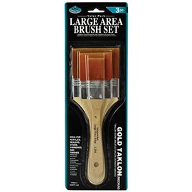 Royal & Langnickel - Flat Brush Set for Children, Taklon Brush in 3 Sizes, Set with Gold Polyester Bristles and Durable Wooden Handle, for Shading and Large Painting
