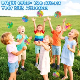 BLOOLILIES 12 Pack Sensory Stringy Balls & Bouncy Stress Balls for Kids with 2.55 Inch, Rainbow Soft Balls for Stress Bags, Party Favors, Birthday Gifts- Bulk Outdoor Toys for Kids Ages 4-8 9 10