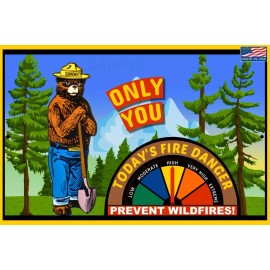 MOVEABLE GAUGE! 8"X12" FIRE DANGER WARNING SIGN SMOKEY BEAR U.S. FOREST SERVICE