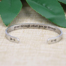 JoycuFF Grow Through What You Go Through Bracelet Christmas Motivational Jewelry Gifts for Her Sympathy