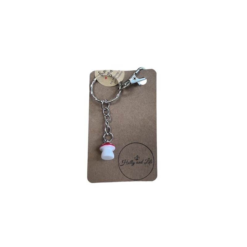 Keyrings, novelty keychains, fun zipper, key rings (Red Mushroom -