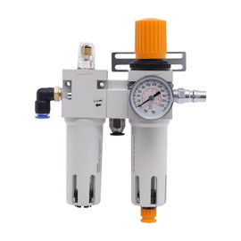 1/2" NPT Tire Changer Air Pressor Oil Water Regulator Separator with Pressure Gauge, Anti-Corrosion Plastic Housing, Visible Bowl, Complete Accessories, and Maximum Pressure of 145Psi