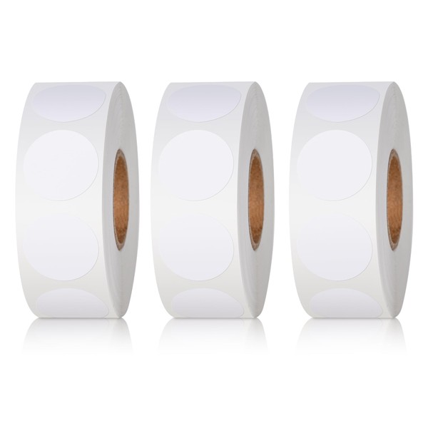 Hoewina 3000 Pcs White Dot Stickers, 1" Label Sticker Round