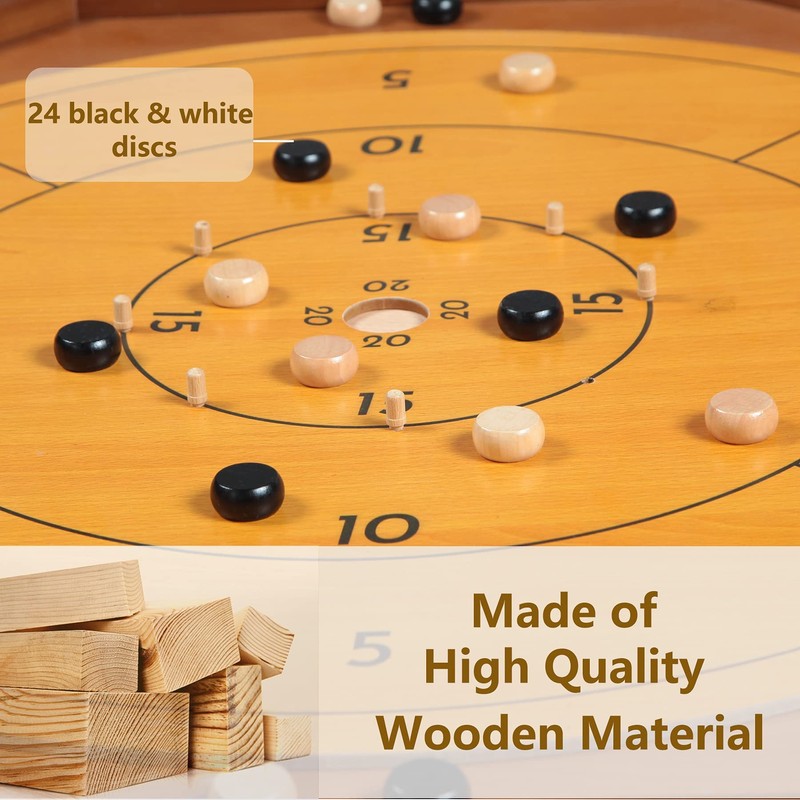 Crokinole and Checkers, 27-Inch Classic Crokinole Board Game with 22"