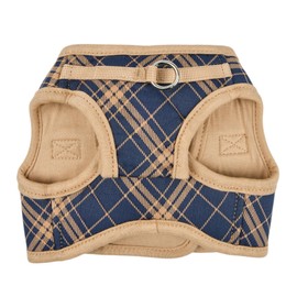 Puppia Corwin Dog Vest Harness B (Step-in) Fashionable Checkered Pattern Spring Summer Harness for Small and Medium Dogs, Navy, Medium
