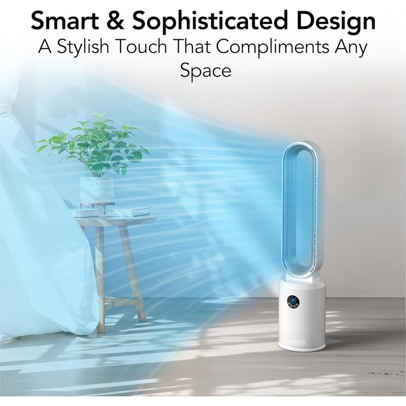 EZ-CHILL 40" Bladeless Tower Fan for Bedroom with Remote Control,