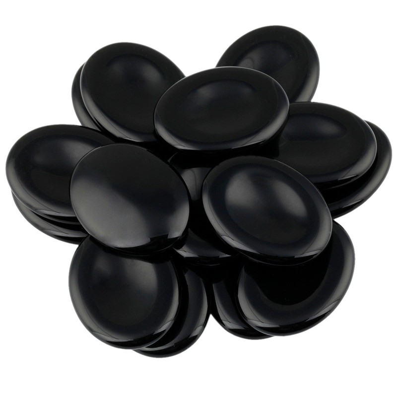 Rockcloud Worry Stone,Thumb Palm Stones for Anxiety, Healing Crystal, Black