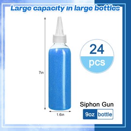 Libima 24 Pcs Art Sand Colored 9oz Sand Bottles for Kids DIY Arts and Crafts Kit for Drawing Wedding Sandbox Decorations Collection Sand Bottles Arts Kit