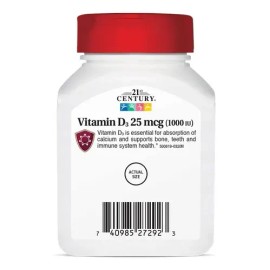 21st Century Vitamina D3 Premium 25 Mcg 1,000iu 300 Tabletas Sin Sabor                                                                                