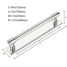khtumeware 5 Pack 6 Inch（152 mm Center to Center Polished Nickel Cabinet Pull Backplate with Base Plate Zinc Solid Kitchen Cabinet Handles Drawer Pulls Cabinet Hardware