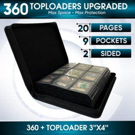 Toploader Binder | Holds 360 Toploaders | ROTHRATHER 9 Pocket Top Loader Card Storage with Sleeves for 3" x 4" Card Holders for Trading Cards or Sports Cards (Grey)