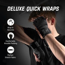 Hayabusa Deluxe Gel Quick Wraps for Men and Women - Black, Medium