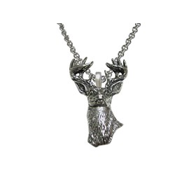 Kiola Designs White Tailed Stag Deer Head Pendant Necklace