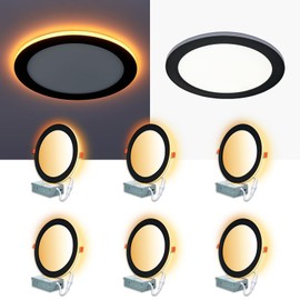 CycevSun 6-Pack 8 Inch LED Black Recessed Lights with Night Light, Canless Wafer Downlight Ultra Thin, Dimmable & 5CCT Selectable, 15W, 1350LM, ETL, 120-277V