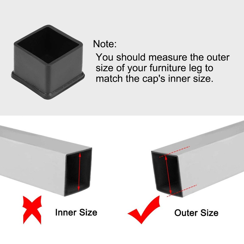 sourcing map Rubber Furniture Caps 38mm x 38mm Square Shaped