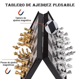 XIAOYANGKEJI Ajedrez Profesional Magnético Ajedrez para Niños, Ajedrez Plegable Portatil para la Fiesta de la Familia para Divertirse                 