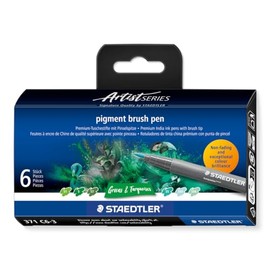 STAEDTLER Pigment Arts - Bolígrafo de brocha verde y turquisa, paquete de 6 bolígrafos, 371 C6-3