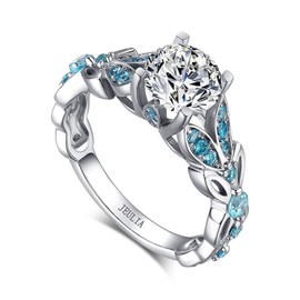 4.3 Carat Butterfly Ring 925 Sterling Silvers Crystal Ring Topaz Rings Bridal Rings Set for Women Wedding Engagement Promise With Jewelry Box (Aquamarine Blue, 9)