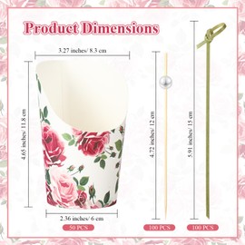 Tioncy 250 Pcs Charcuterie Cups with Cocktail Picks Sets, Bridal Shower Decoration 50 Charcuterie Cups with 200 Sticks for Wedding Baby Shower Floral Boho Witch Party Decorations(Rosy,Blossoms)