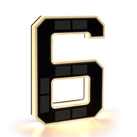 CARPESUN Solar House Number Illuminated for Outdoor Use Waterproof Illuminated House Number Sign Solar House Number Light Black Large - Height 23 cm (6-Black, 23 cm)