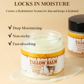 Ueseinl Beef Tallow and Honey Moisturizer Balm for Skin: Grass-Fed Tallow Honey Skin Moisturizer for Face Body, Tallow Balm for Skin Hydration