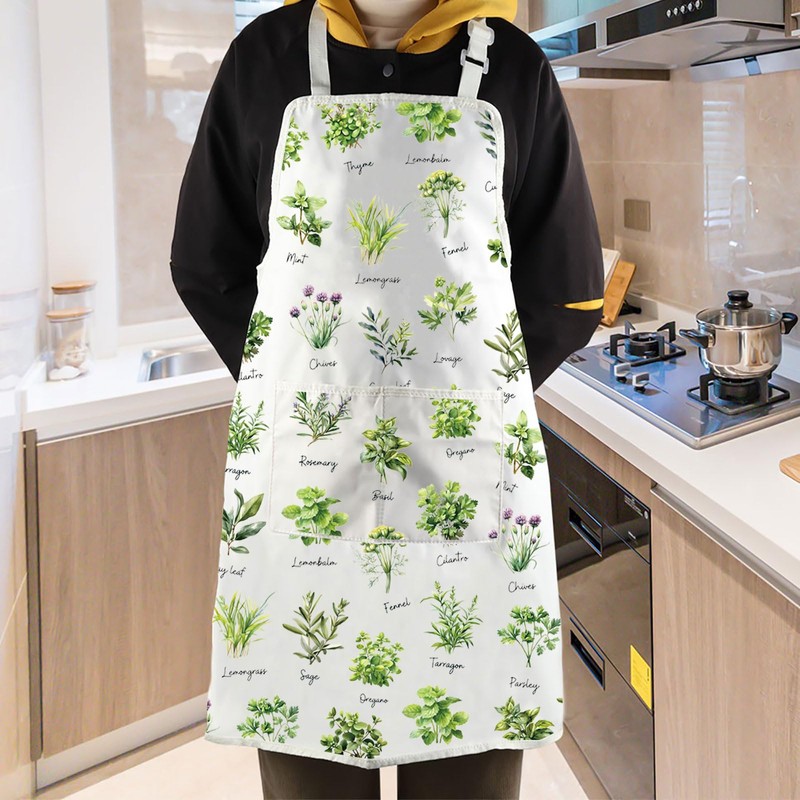 WCGXKO Herbs Kitchen Apron Botanical Gift Farmhouse Kitchen Gift Herbalist