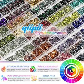 qiipii Emerald Green Resin Crystal Rhinestones for Crafting 2mm-6mm Flatback Gems Stones Diamonds Crystals for Nails Face Eyes Makeup Tumblers Bottles DIY Crafts Phones Car Scrapbooking Clothes Shoes