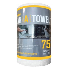 Eurow Microfiber Tear-A-Towel Cloth Roll, Reusable Paper Towel Alternative, Washable Up to 50 Times, Lint-Free, Streak-Free, for Kitchen, Auto, Home, Garage, Cleaning & Drying, 11"x12", 75-Pack, White