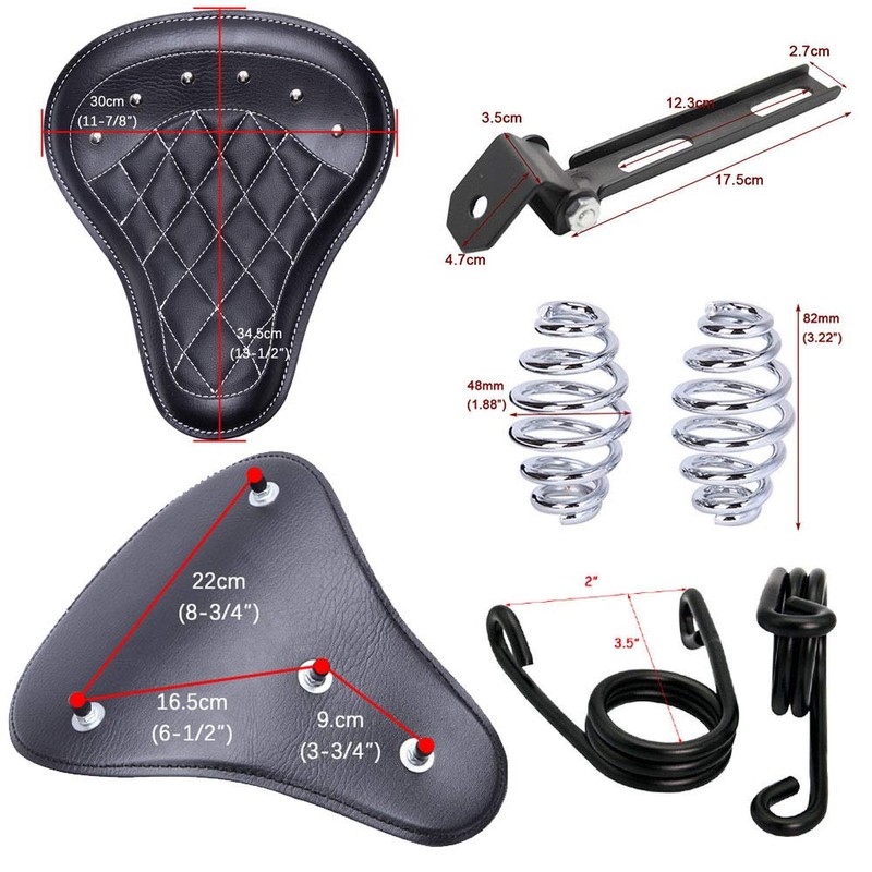Black Motorcycle Cushion Spring Solo Seat Compatible with Honda Rebel