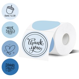 3 Inch Thermal Label,Blue Round Thermal Printer Label,Waterproof Thermal Stickers for DIY Logo Design,Name Tag,Thanks Card 300 Labels/Roll (Blue)