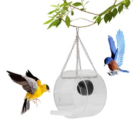Smart Camera Bird Feeder Real Time Monitoring Hanging Bird Feeders for Outdoors Garden (Round)