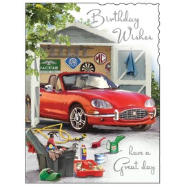 Jonny Javelin Male Birthday Card - Happy Birthday Card with Artistic Sports Car Design and Embossed Foil Details - Birthday Card for Men