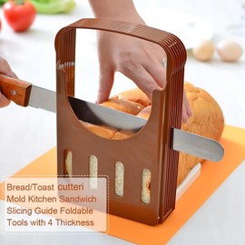 Bread Slicer, Cutting Guide for Homemade Compact Chopping Cutting Board Foldable Bread Slicer Cutter Slice Width Bread Slicing Guides Compact Bread Slicing Guide with 4 Thickness