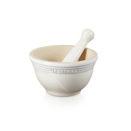 Le Creuset Mortar and Pestle, Stoneware, 11.5 cm, 360 g, 300 ml, Meringue, 81209307160003