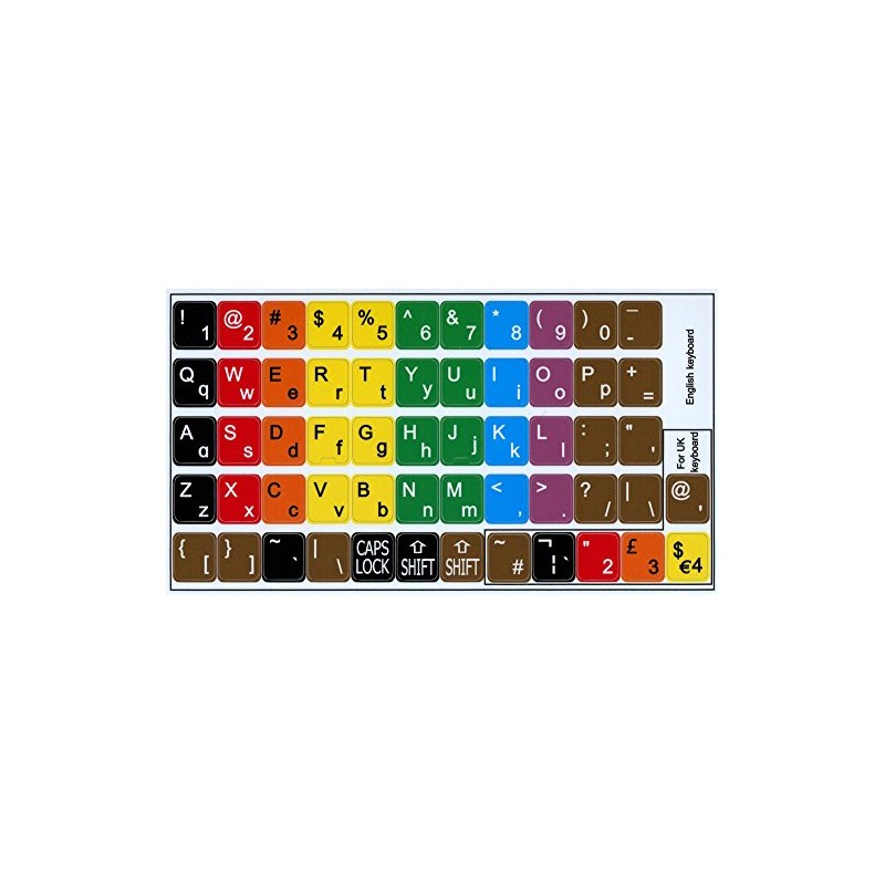 4Keyboard Learning English US Colored Keyboard Stickers (Lower & Upper