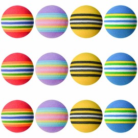 12 Pack Foam Cat Soccer Balls - Soft, Quiet, Interactive Toys for Kitten, Dog, Puppy - Indoor Activity Play, Chase, Training, Chewing