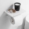 Hoimpro White Aluminum Toilet Paper Holder with White Natural Marble