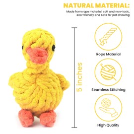 Vaulted Skulls & Co Dog Duck Toy Small 5" | Rope Dog Toys | Duck Pet Toy | Tug of War Rope Dog Toy | Pull & Tug Dog Toy | Duck Dog Treats | Yellow/Orange | 5"