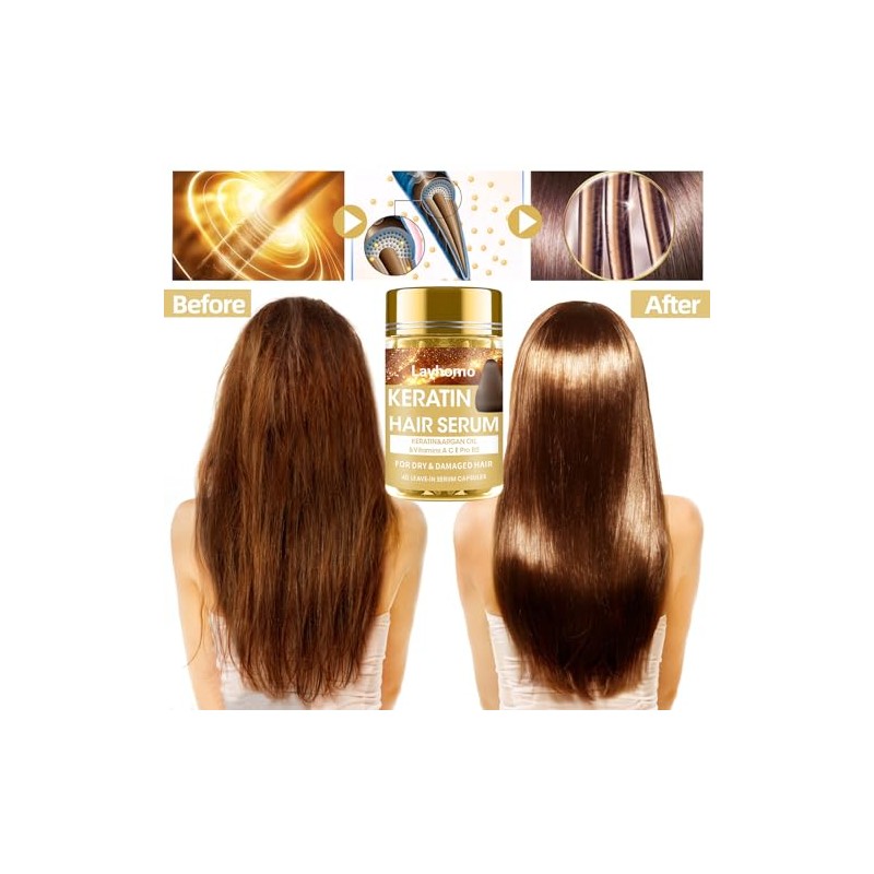 Layhomo Suero Para El Tratamiento Del Cabello,60 Cápsulas Aceite De