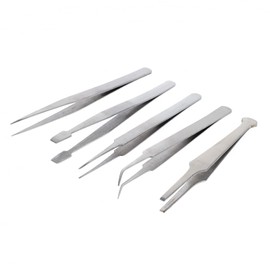5pc Universal Tweezer Set Stainless Steel, 5"