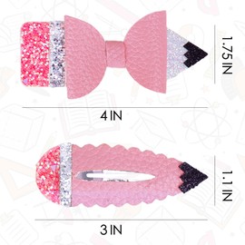 IKOLA 4PCS Back to School Pencil Hair Clips, Pink