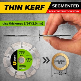 4 1/2 Inch Diamond Blade for Angle Grinder Arbor 7/8"-5/8" – Diamond Cutting Wheel for Stone, Marble, Granite, Brick, Masonry, Concrete – Diamond Saw Blades for Dry and Wet Cutting GRAFF