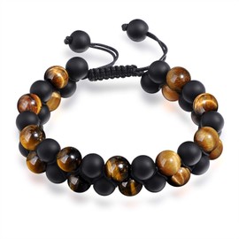 Feilok 8mm Natural Stone Gemstones Healing Energy Crystal Elastic Beaded Bracelets Lava Rock Tiger Eye Bead Adjustable