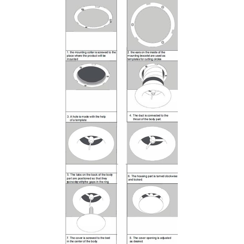 Adjustable Round Plastic HVAC Wall-Ceiling Air Vent Cover, 5" Neck,