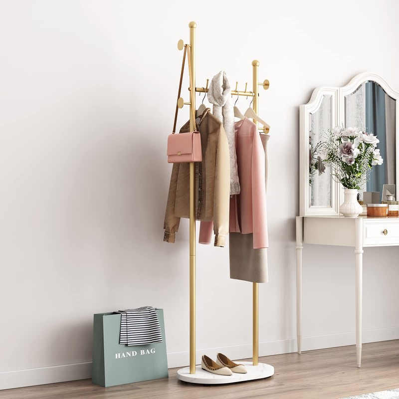 Smlttel Gold Clothing Rack With Shelves, Gold Coat Rack Freestanding