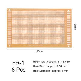 sourcingmap 9x15cm Single Sided Stripboard Universal Paper Printed Circuit Board Thickness 1.2mm for DIY Soldering Brown 8pcs