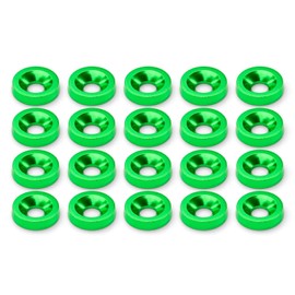 20pcs Green Billet Aluminum Fender Bumper Washer Bolt Engine Bay Screw Dress Up Kit JDM M6x15mm 6061 T6-Grade